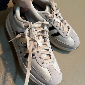 Adidas Women's Cream and Black Sneakers